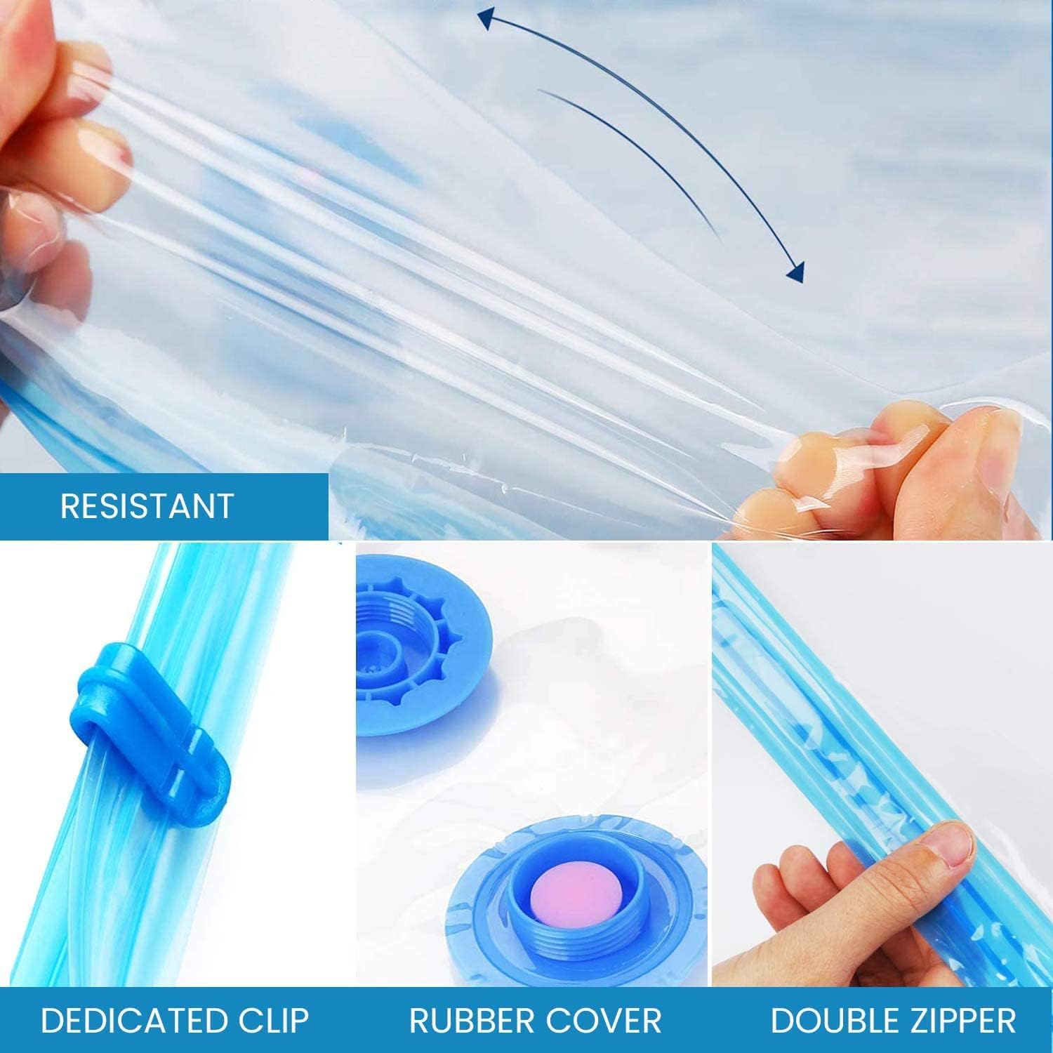 Packing vacuum bags with pump, Sealer Bags for Travel clothes and home Blankets, Quilts with hand Pump(2 Small + 2 Medium + 1 Large) Packing vacuum bags with pump, Sealer Bags for Travel clothes and home Blankets, Quilts with hand Pump(2 Small + 2 Medium + 1 Large)